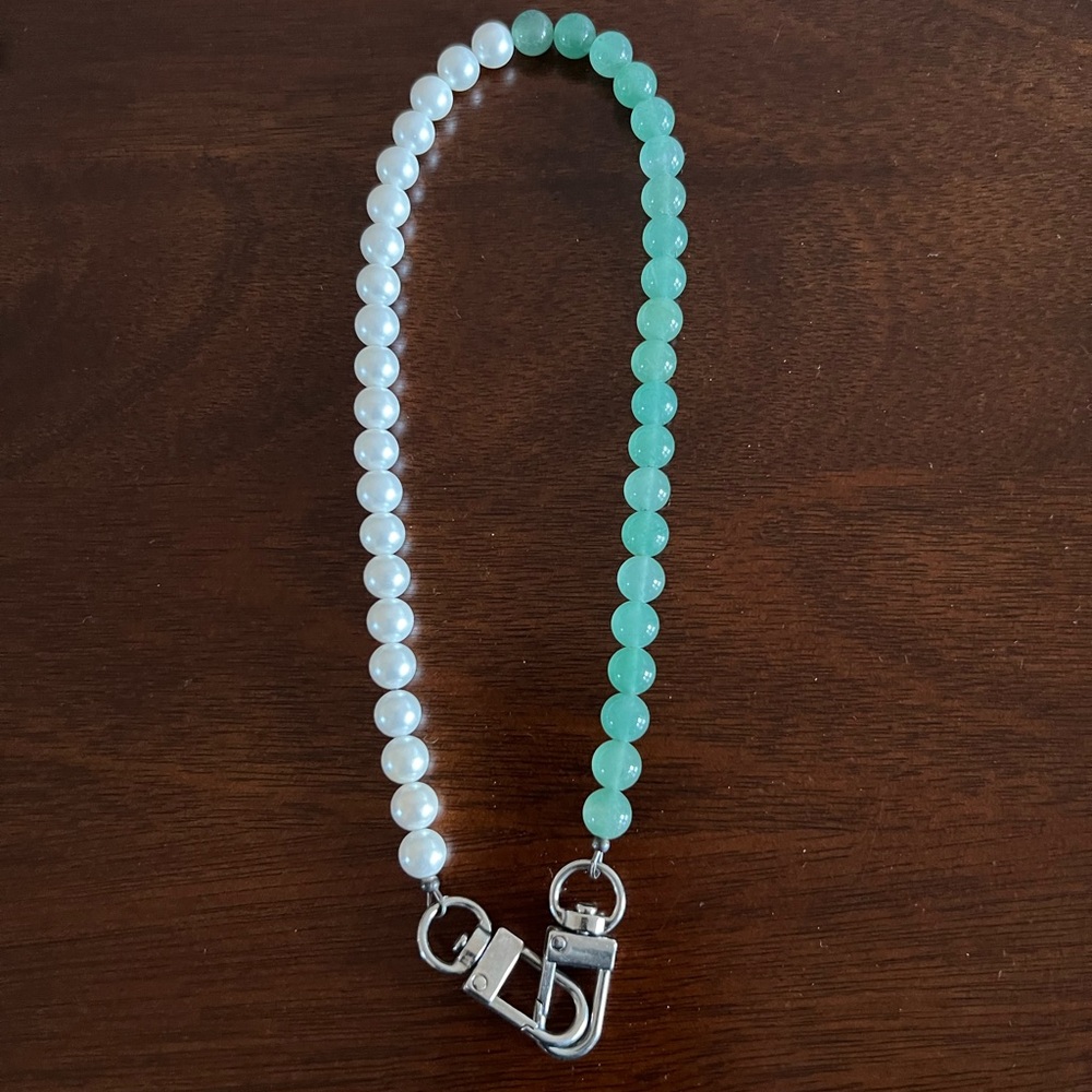 Aventurine (luck) crystal and pearl necklace 16” with clasp